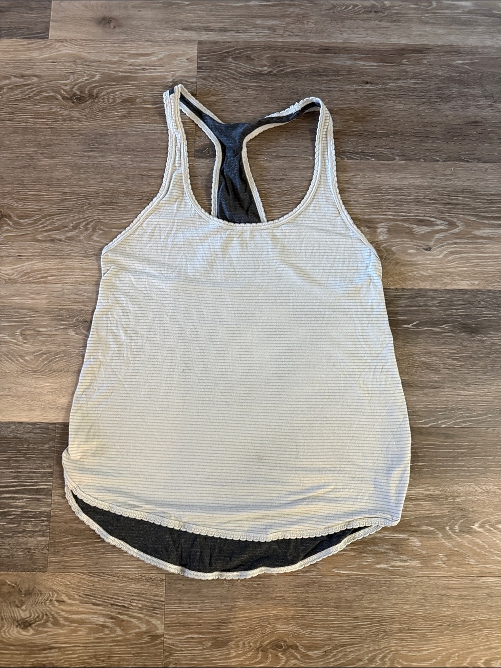 lululemon athletica Cream Racerback Tank with Charcoal Back